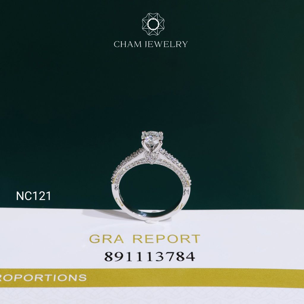 Nhẫn NC121 CHAM JEWELRY, Full Đá Moissanite Chủ 5.4mm (Barcode OHN11)