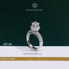 Nhẫn NC136 CHAM JEWELRY, Full Đá Moissanite, Chủ 6.3mm (Barcode OCNN01).