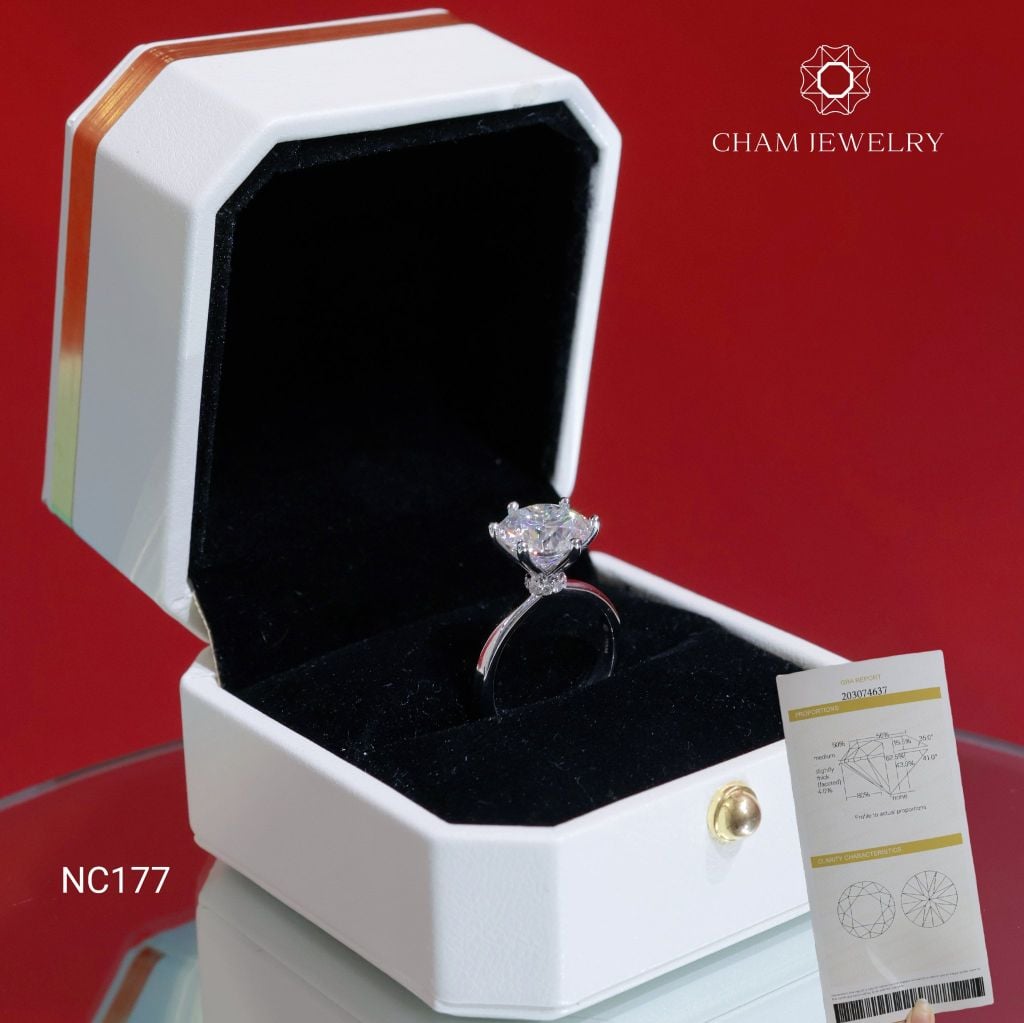 Nhẫn NC177 CHAM JEWELRY, Full Đá Moissanite Chủ 10.0mm (Barcode ONNU213)