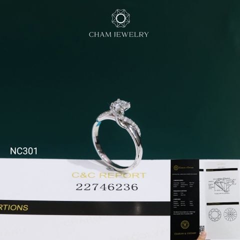Nhẫn NC301 CHAM JEWELRY, Đá Moissanite C&C Chủ 4.5mm (Barcode OCNN101)