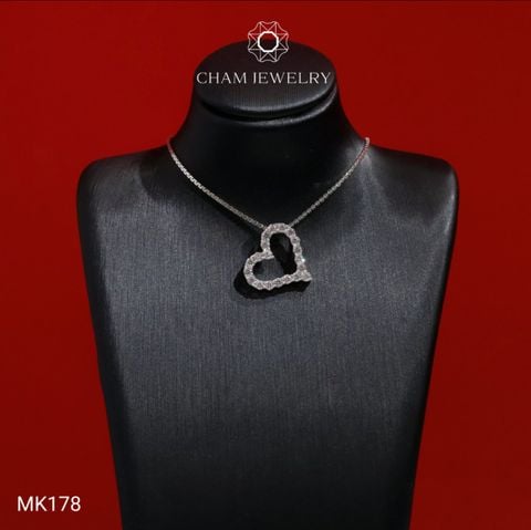 Mặt Dây Chuyền MK178 CHAM JEWELRY, Mặt Xỏ Trái Tim Full Đá Tấm (Barcode TMX429).