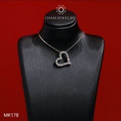 Mặt Dây Chuyền MK178 CHAM JEWELRY, Mặt Xỏ Trái Tim Full Đá Tấm (Barcode TMX429).
