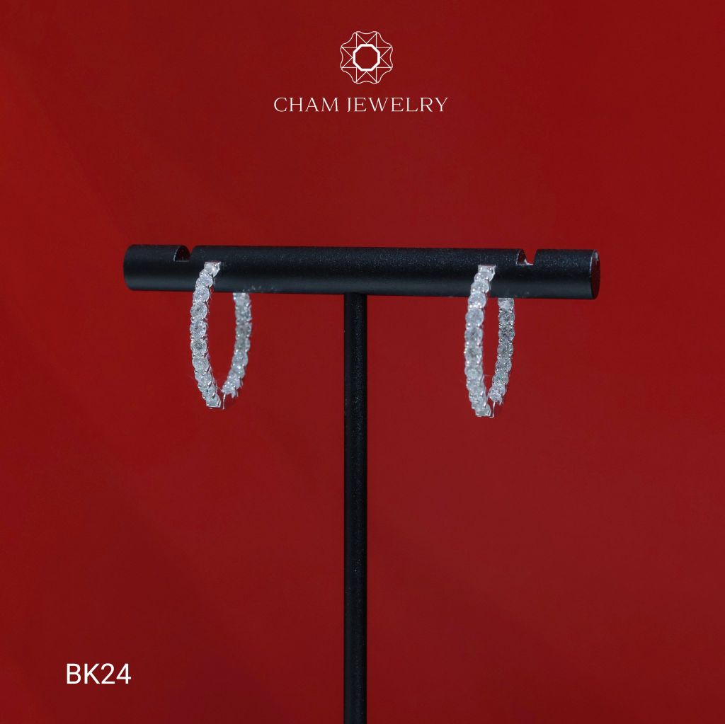 Hoa Tai CHAM JEWERLY BK24, Hoa Tai 1 Hàng Đá 2.0mm (Barcode TBK330)