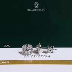 Hoa Tai BC90 CHAM JEWELRY, Hoa Tai Full Moissanite Chủ 4.0mm (Barcode OCB08)