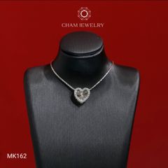 Mặt Dây Chuyền MK162 CHAM JEWELRY, Mặt Xỏ Trái Tim Chạm Máy Viền Đá Tấm Bản 10.0mm (Barcode TMX414