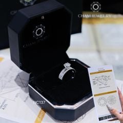 Nhẫn NC137 CHAM JEWELRY, Full Đá Moissanite Chủ 5.4mm (Barcode OCNN02).