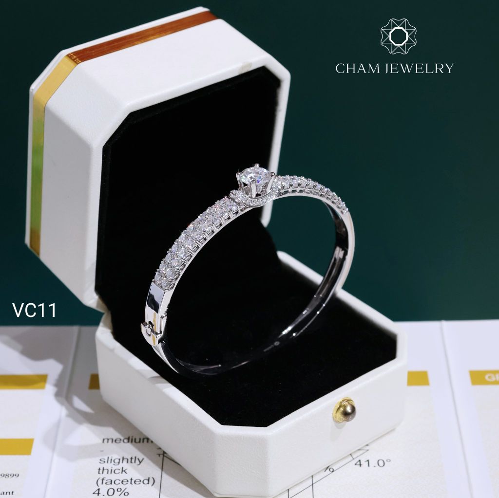 Vòng Tay VC11 CHAM JEWELRY, Vòng Full Moissanite Chủ 7.2mm (Barcode OCV08).