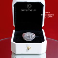 Nhẫn Nam NB10 CHAM JEWELRY, Chủ 6.3mm Full Moissanite Cao Cấp (Barcode ONNA12)