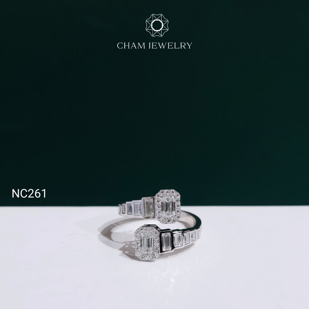 Nhẫn NC261 CHAM JEWELRY, Nhẫn Full Nửa Hàng Đá Moissanite (Barcode NNU317)