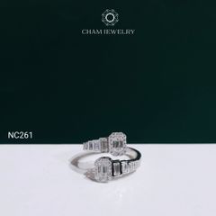 Nhẫn NC261 CHAM JEWELRY, Nhẫn Full Nửa Hàng Đá Moissanite (Barcode NNU317)