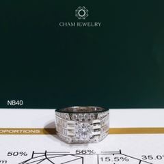 Nhẫn Nam NB40 CHAM JEWELRY, Full Moissanite Chủ 7.5mm (Barcode OCNA08)
