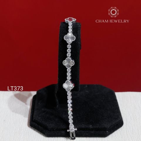Lắc Tay LT373 CHAM JEWELRY , Lắc Tay Cỏ 4 Lá Bản 8.0mm Chạm Máy (Barcode TLT1430).
