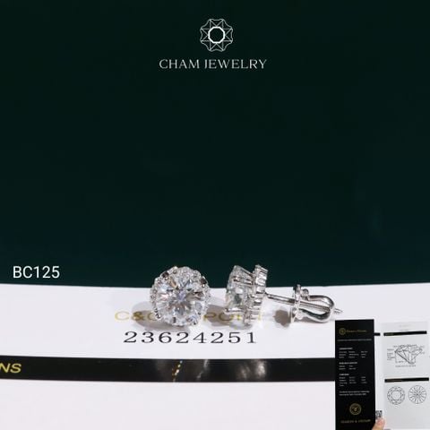 Hoa Tai BC125 CHAM JEWELRY , Hoa Tai Chủ 7.2mm Full Moissanite C&C (TVM201)