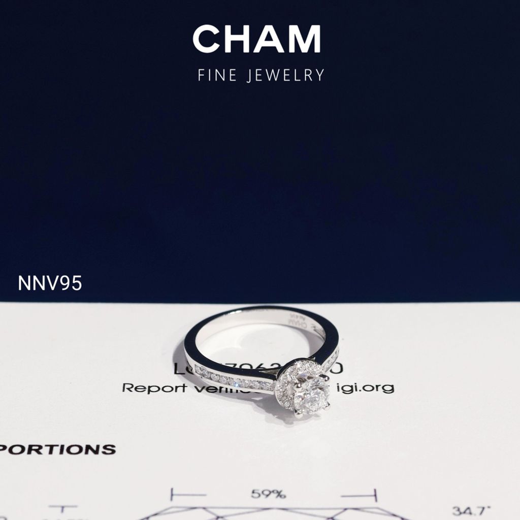 Nhẫn Nữ NNV95 Vàng 10k Chủ 4.5mm Kim Cương Lab Grown Diamond (NU354)