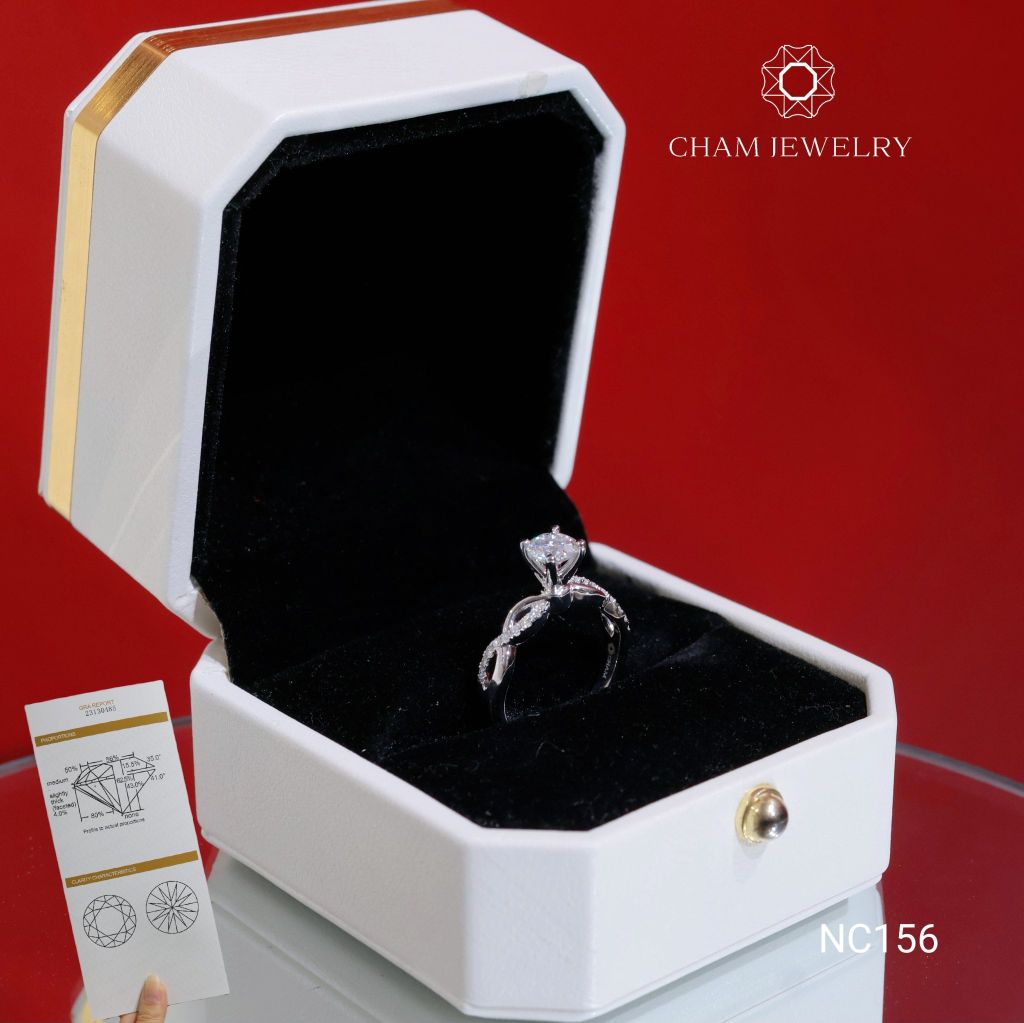Nhẫn NC156 CHAM JEWELRY, Full Đá Moissanite, Chủ 5.4mm (Barcode OPN04 - OCNN33).