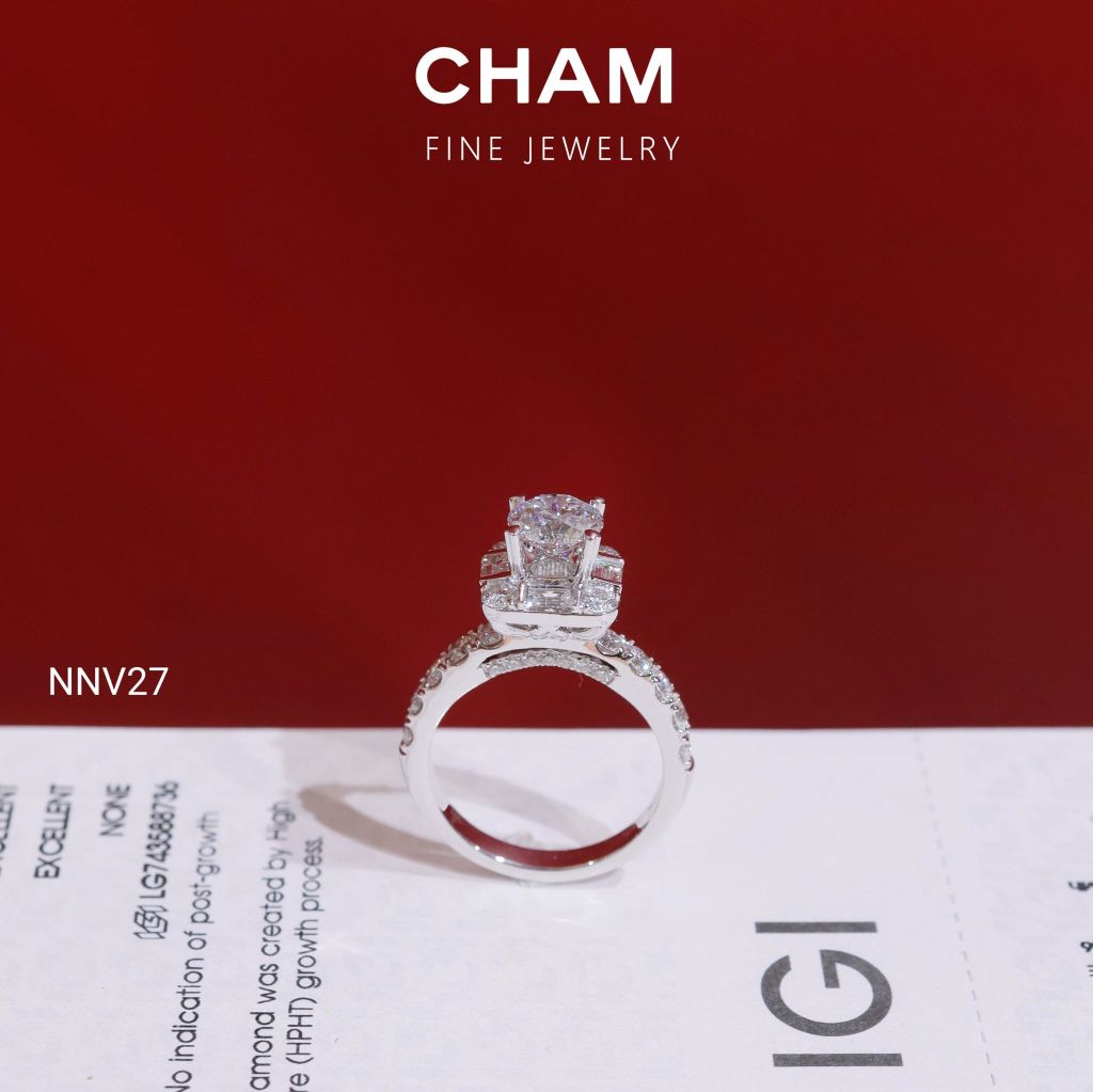 Nhẫn Nữ NNV27 Vàng 10k Chủ 6.3mm Kim Cương Lab Grown Diamond
