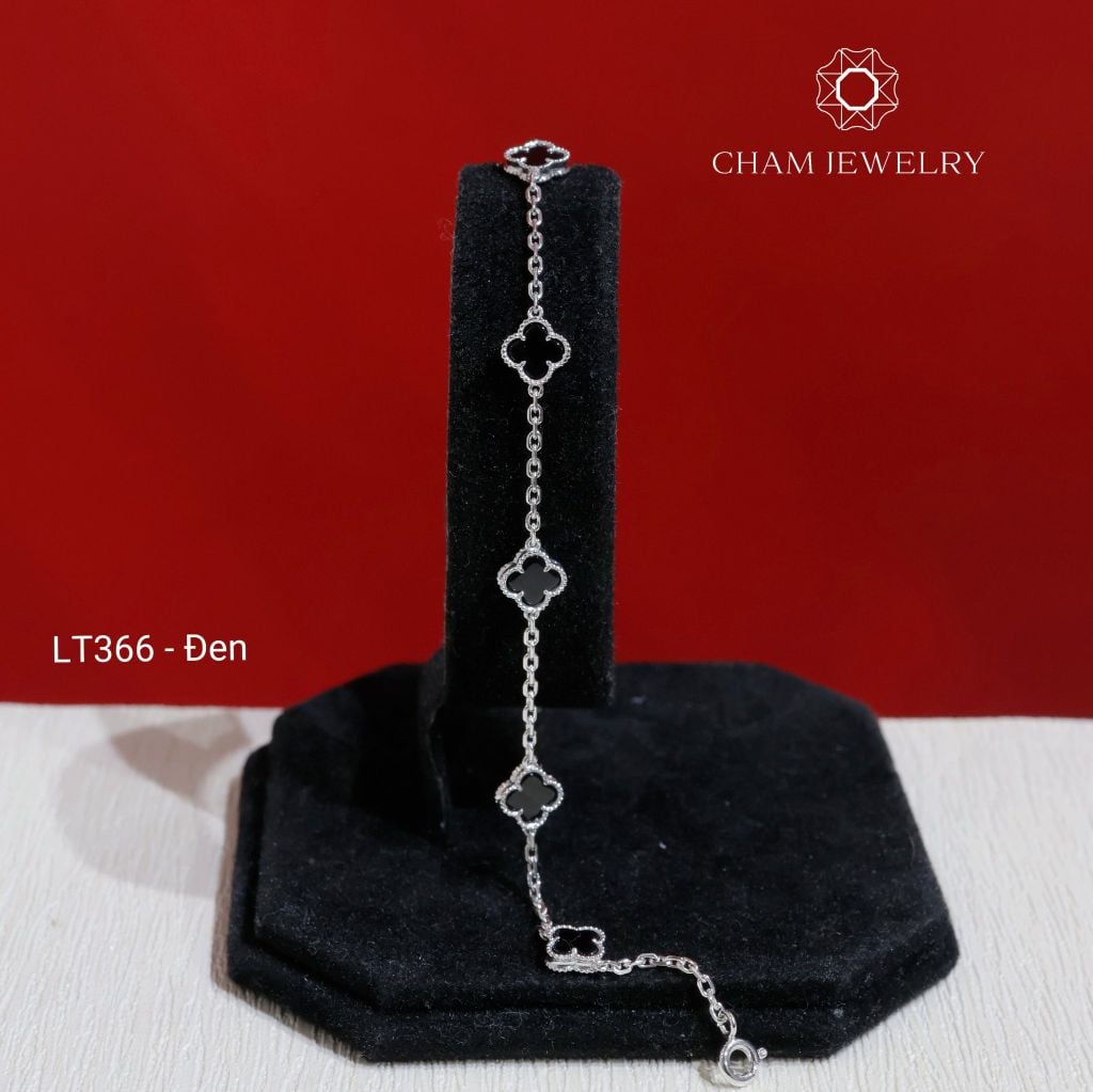 Lắc Tay LT366 CHAM JEWELRY , Lắc Cỏ 4 Lá Bản 6.0mm (Barcode TLT1398).