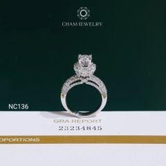 Nhẫn NC136 CHAM JEWELRY, Full Đá Moissanite, Chủ 6.3mm (Barcode OCNN01).