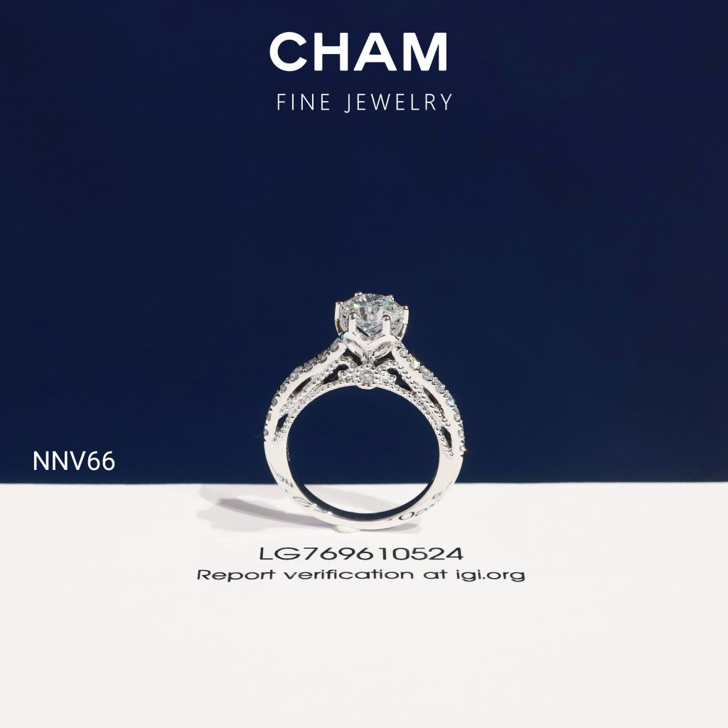 Nhẫn Nữ NNV66 Vàng 10k Chủ 6.3mm Kim Cương Lab Grown Diamond (Barcode DNU02)