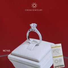 Nhẫn NC165 CHAM JEWELRY, Full Đá Moissanite, Chủ 6.3mm (Barcode OCNN06)