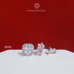 Hoa Tai BV42 CHAM JEWELRY, Chủ Vuông 5.0mm (Barcode TBV499).