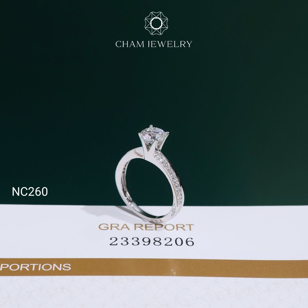 Nhẫn NC260 CHAM JEWELRY, Nhẫn Full Đá Moissanite Chủ 6.0mm (Barcode TVM176)