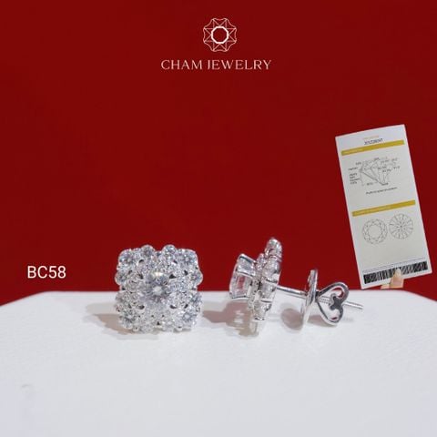 Hoa Tai CHAM JEWELRY BC58, Hoa Tai Chủ Moissanite 4.5mm (Barcode OCB01)