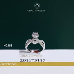 Nhẫn NC253 CHAM JEWELRY, Nhẫn Full Đá Moissanite Chủ 6.5mm (Barcode OCNN60)