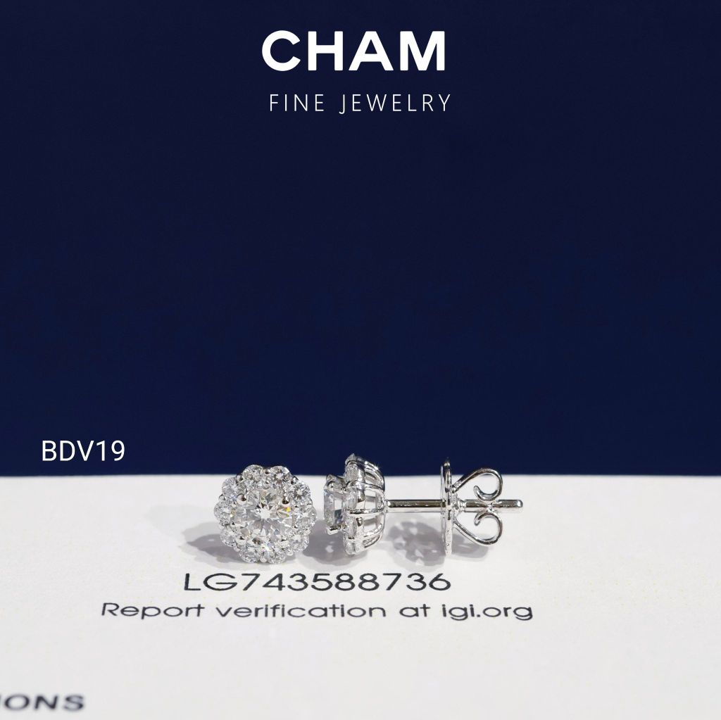 Hoa Tai BDV19 Chủ 4.5mm Vàng 10k Kim Cương Lab Grown Diamond
