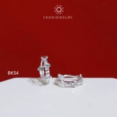 Hoa Tai BK54 CHAM JEWELRY, Hoa Tai Khoen Cỏ 4 Lá Tia Chạm Máy Bản 2.0mm (Barcode TBK360).