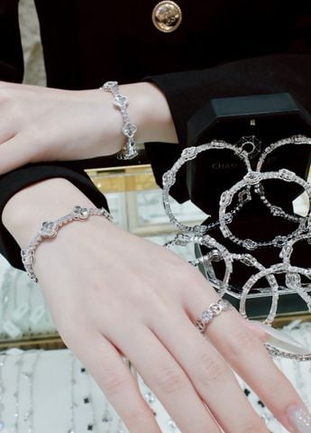 Vòng Tay VT54 CHAM JEWELRY, Vòng Cỏ 4 Lá Chạm Máy Bản 10.0mm (Barcode TV194).
