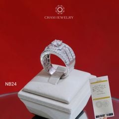 Nhẫn Nam NB24 CHAM JEWELRY, Full Moissanite Cao Cấp Chủ 6.3mm (Barcode OCNA03)