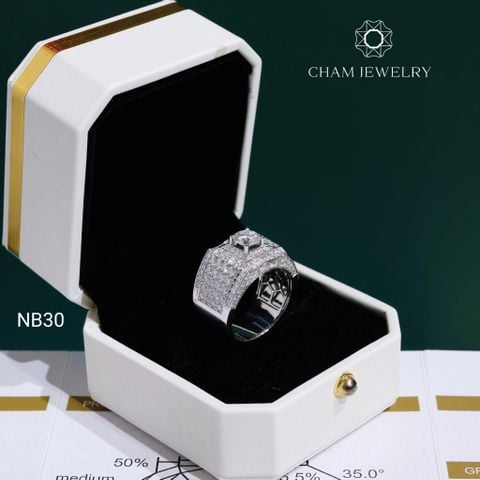 Nhẫn Nam NB30 CHAM JEWELRY, Full Moissanite Chủ 6.3mm (Barcode ONNA68)