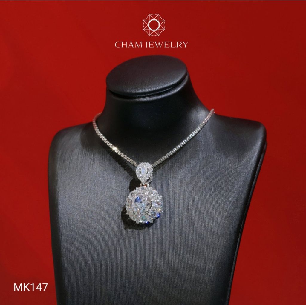 Mặt Dây Chuyền MK147 CHAM JEWELRY Mặt Đá Nam Phi Trắng Chủ 7.0mm (Barcode TMA1353)