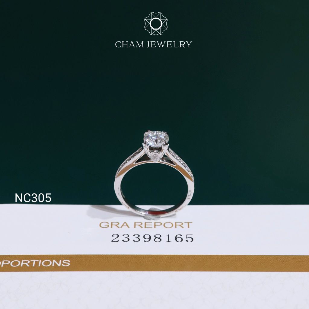 Nhẫn NC305 CHAM JEWELRY, Nhẫn Full Đá Moissanite Chủ 6.0mm (Barcode OCNN93)