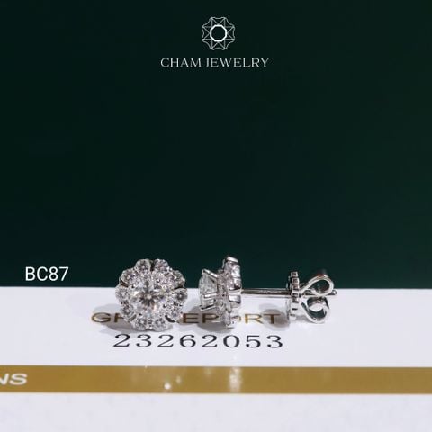 Hoa Tai BC87 CHAM JEWELRY, Hoa Tai Full Moissanite Chủ 4.0mm (Barcode OCB12)
