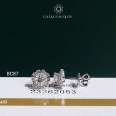 Hoa Tai BC87 CHAM JEWELRY, Hoa Tai Full Moissanite Chủ 4.0mm (Barcode OCB12)