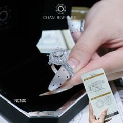 Nhẫn NC130 CHAM JEWELRY, Full Đá Moissanite Chủ 6.5mm (Barcode OTN05)