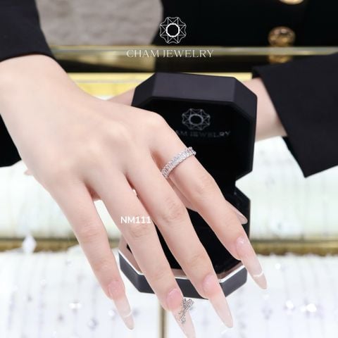 Nhẫn NM111 CHAM JEWELRY, Nhẫn Full Đá Barget 4.0mm (Barcode TNF29).