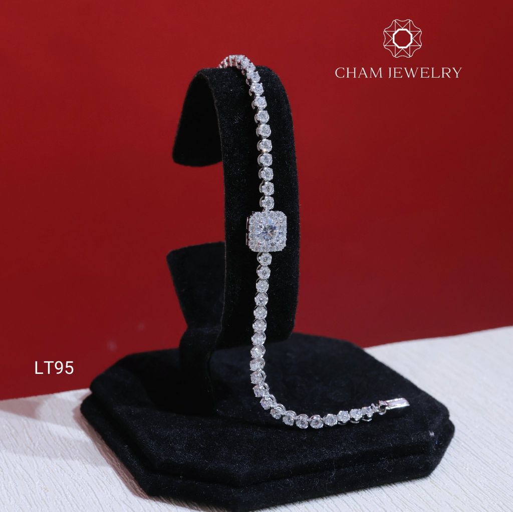 Lắc Tay LT95 CHAM JEWELRY, Lắc Tay Full Đá Chủ 4.0mm (Barcode TLT1412).
