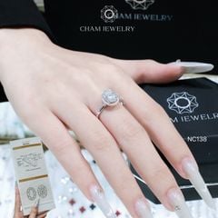 Nhẫn NC138 CHAM JEWELRY, Full Đá Moissanite Chủ 7x9mm (Barcode OTN06)