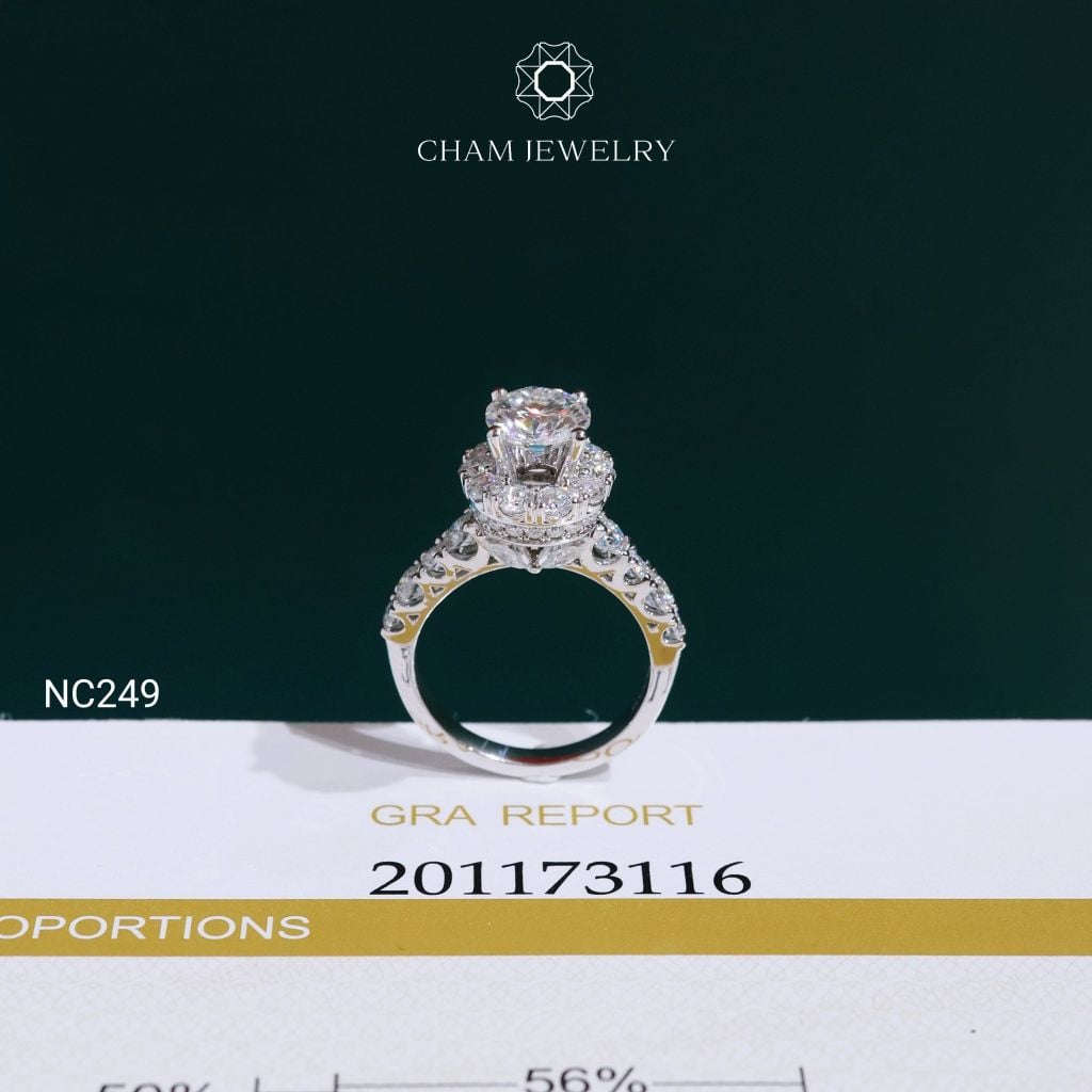 Nhẫn NC249 CHAM JEWELRY, Nhẫn Đá Moissanite C&C Chủ 7.0mm (Barcode OCNN62)
