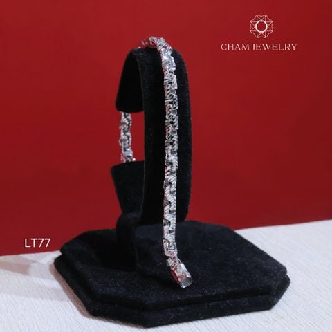Lắc Tay LT77 CHAM JEWELRY, Lắc Tay Hàn Quốc Chạm Máy Bản 6.0mm (Barcode CLNAM13).