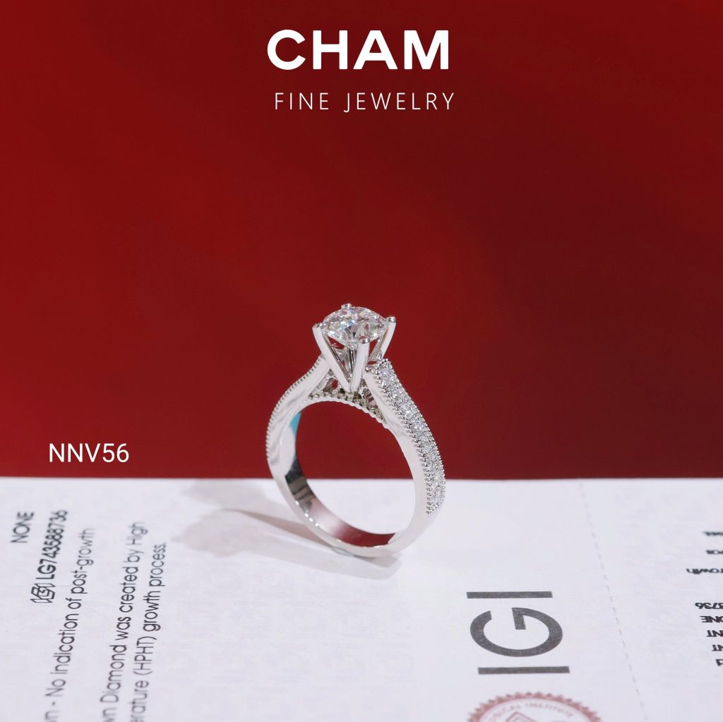 Nhẫn Nữ NNV56 Vàng 10k Chủ 6.3 Kim Cương Lab Grown Diamond