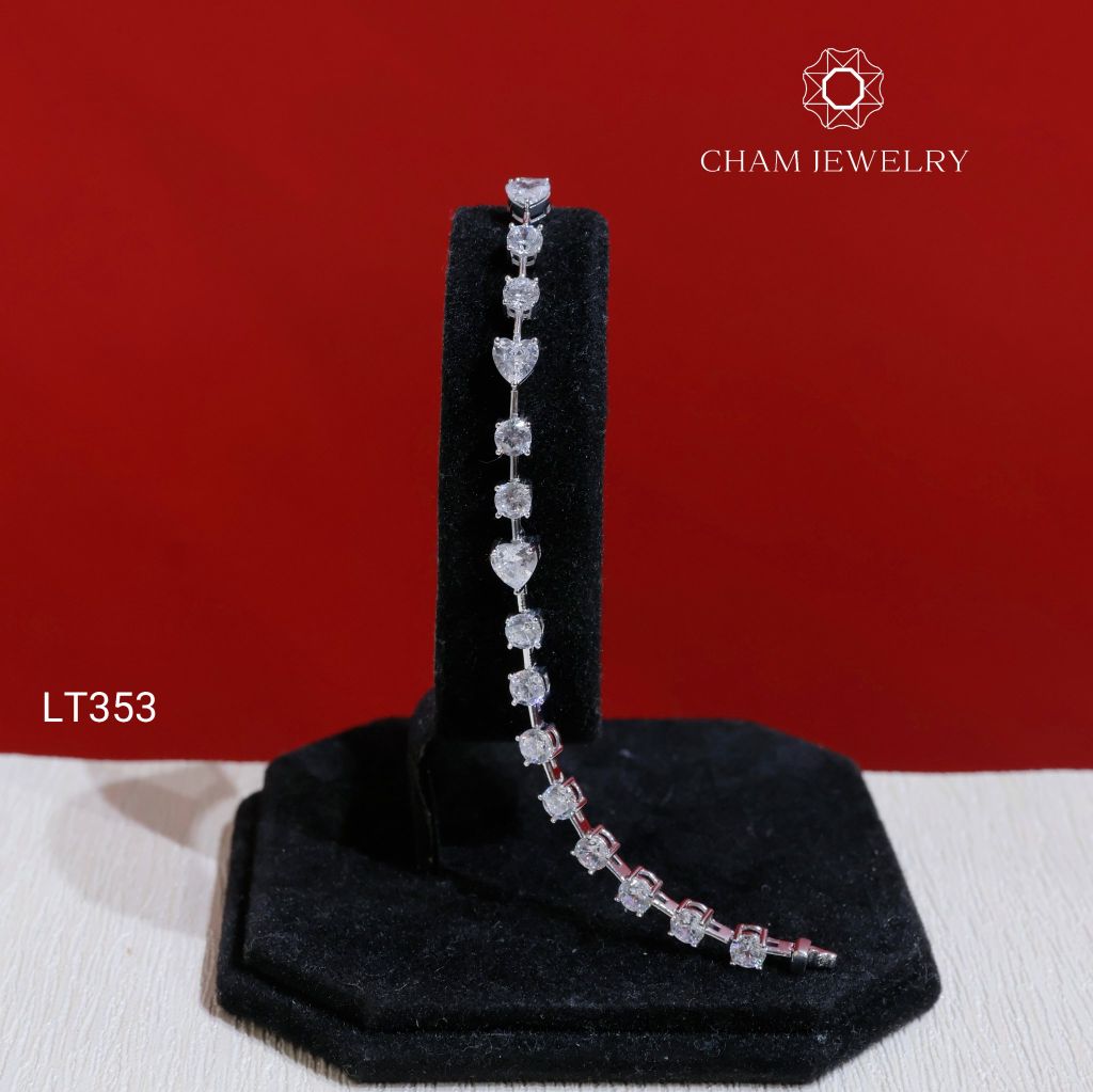 Lắc Tay LT353 CHAM JEWELRY , Lắc Tim Kết 4.0mm (Barcode KLT54).