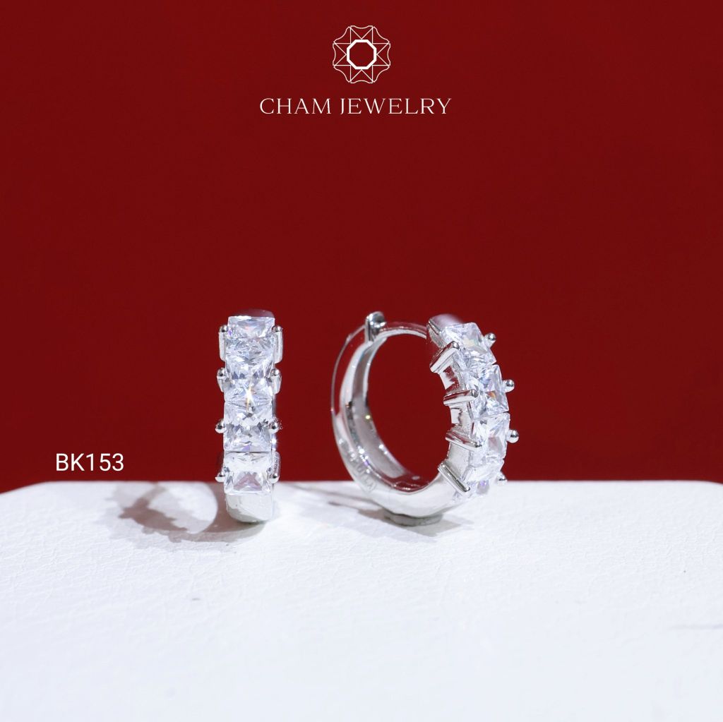 Hoa Tai BK153 CHAM JEWELRY, Đá Barget 3.0mm ( Barcode TBK142)