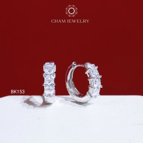 Hoa Tai BK153 CHAM JEWELRY, Đá Barget 3.0mm ( Barcode TBK142)