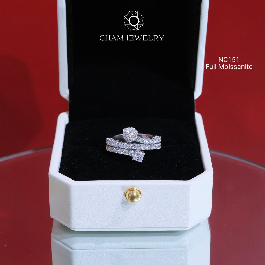 Nhẫn NC151 CHAM JEWELRY, Full Đá Moissanite  (Barcode OTN10).