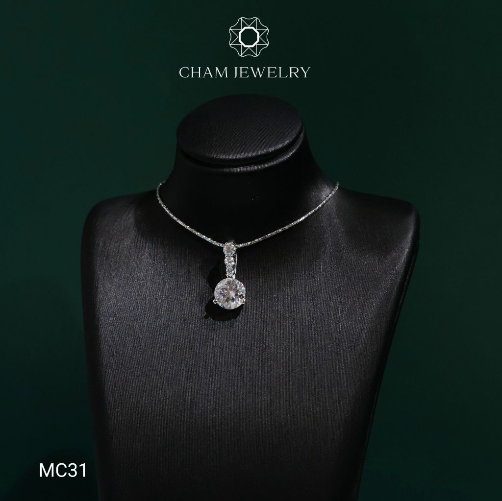 Mặt Dây Chuyền MC31 CHAM JEWELRY , Mặt HaLo Chủ 7.0mm Full Moissanite (Barcode OCM06).