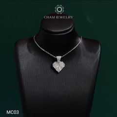 Mặt Dây Chuyền MC03 CHAM JEWELRY , Trái Tim Full Moissanite Cao Cấp (Barcode TFM17).